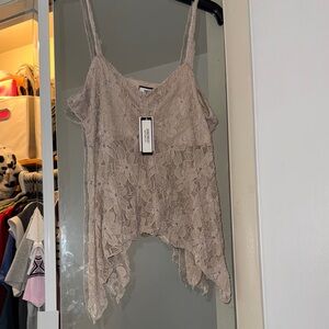 NWT Lace Sleeveless Top in Beige